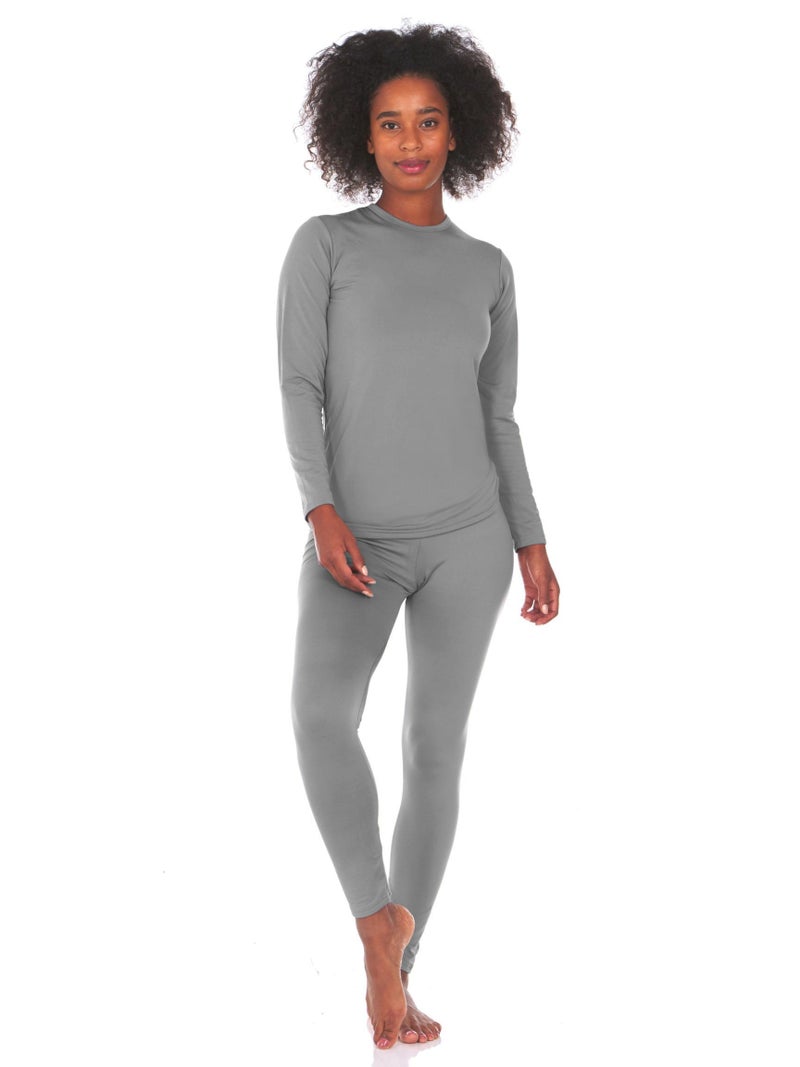 Thermajane Long Johns Thermal Underwear for Women Fleece Lined Base Layer Pajama Set Cold Weather (X-Large, Grey) - Image 1